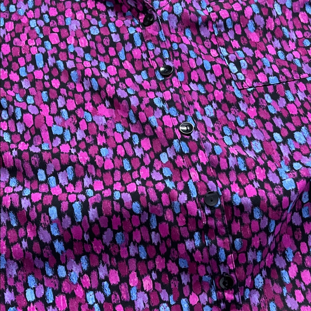 Catherines 1X Women's Purple and Blue Button-Down Shirt plus-size - Picture 5 of 5